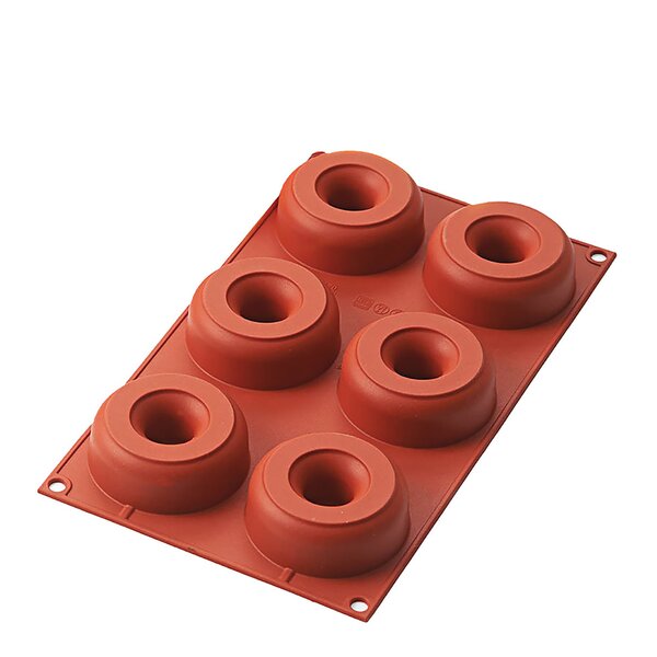Silikonform smultringer 6 stk 7,5/2,5x2,8 cm