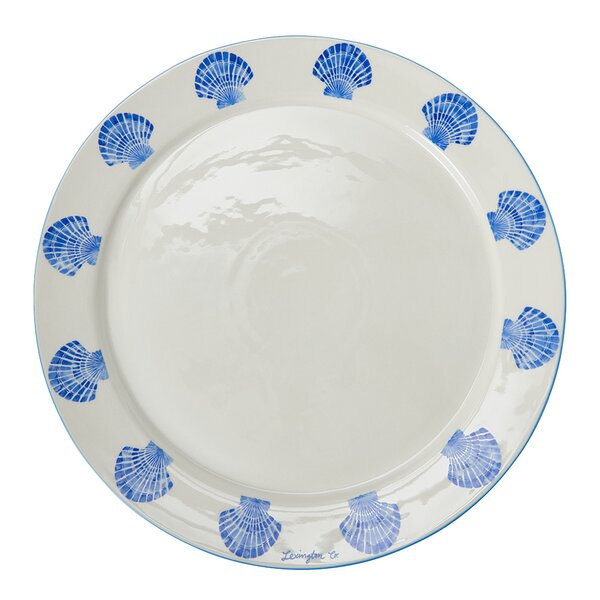 Shell stoneware fat 40 cm hvit/blå