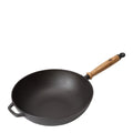 Signerat wokpanne støpejern 32 cm eiketre/svart