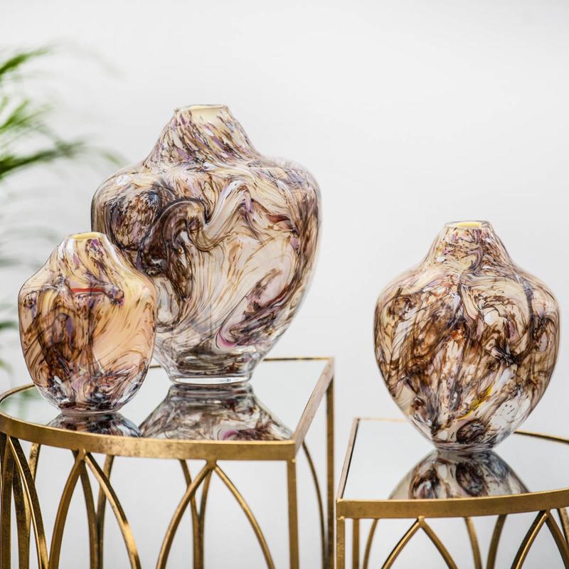 Unik skulptur kunstglass M 24 cm brun multi
