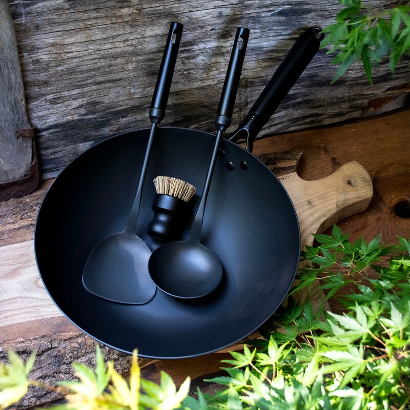 Woksett karbonstål med redskap 32 cm