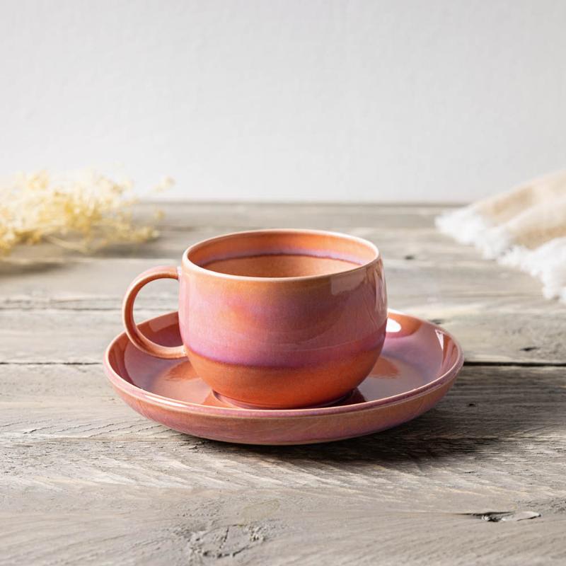 Perlemor coral fat til kaffekopp 16 cm