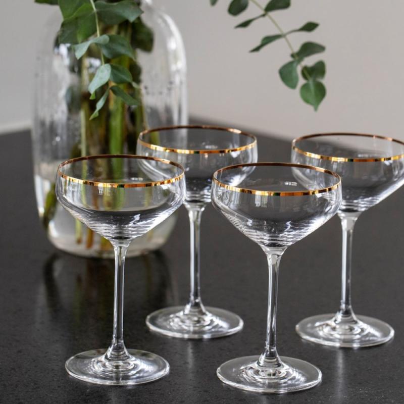 Perfection champagneskål 29 cl m/gull kant