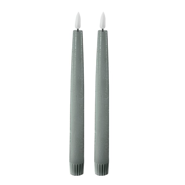 LED kronelys 2,2x22 cm 2 stk sage
