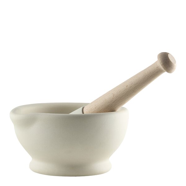 Morter og pistill 13 cm hvit
