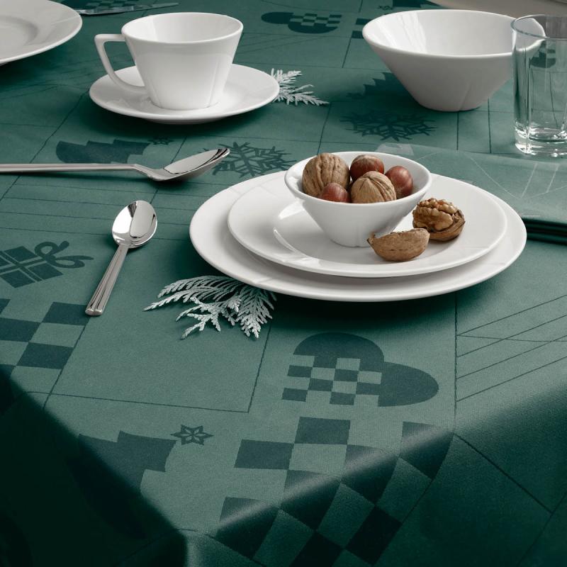 Natale juleduk i damask 150x320 cm grønn