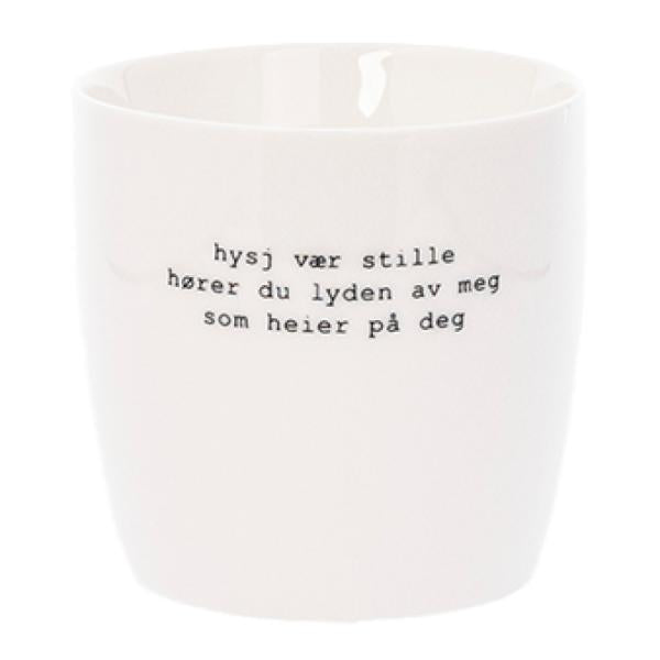 Trygve Skaug krus hysj vær stille 30 cl hvit