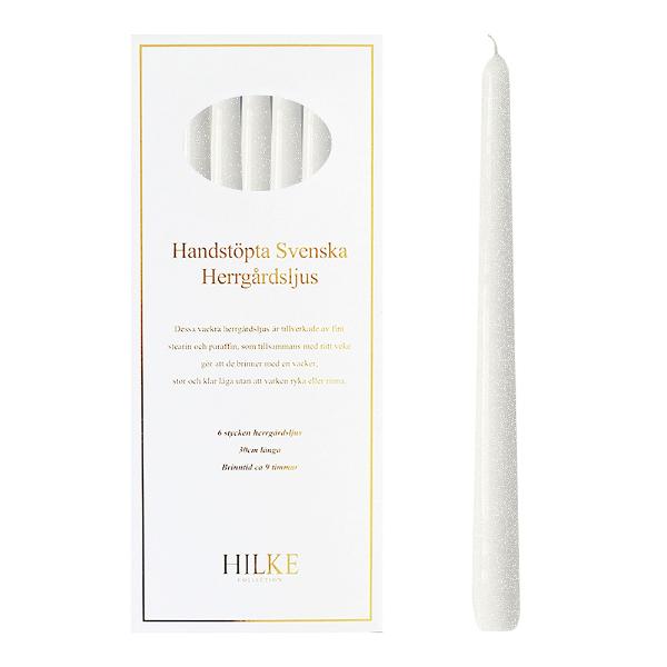 Herregårdslys 30 cm 6 stk perlehvit glans