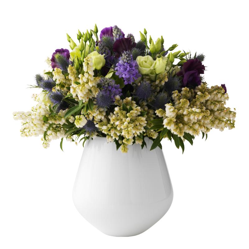 Hvit Riflet vase 20,5 cm