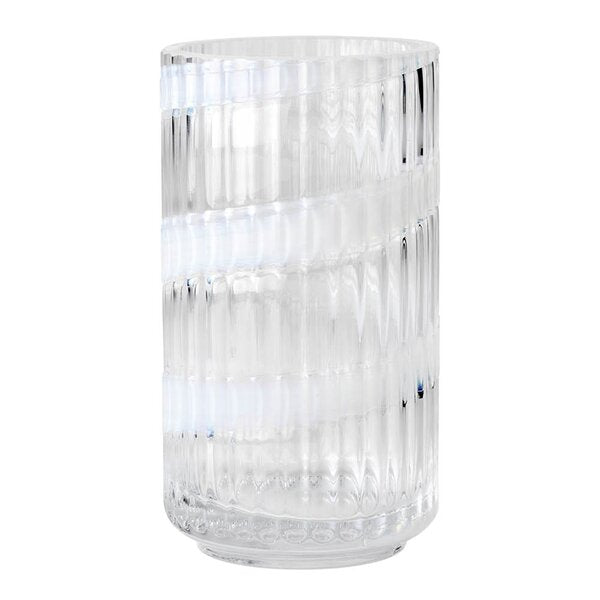 Vase munnblåst glass 15,5 cm swirl white