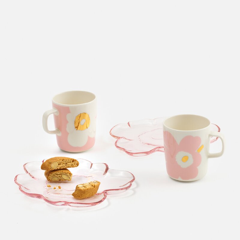 Juhla Unikko krus 25 cl 2 stk hvit/rosa/gull