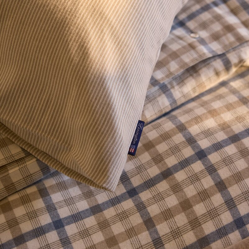 Stripete Lyocell flannell putetrekk 50x70 cm beige/hvit