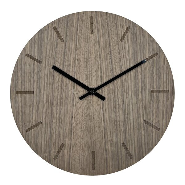 Walnut veggklokke 28 cm valnøtt m/svart viser