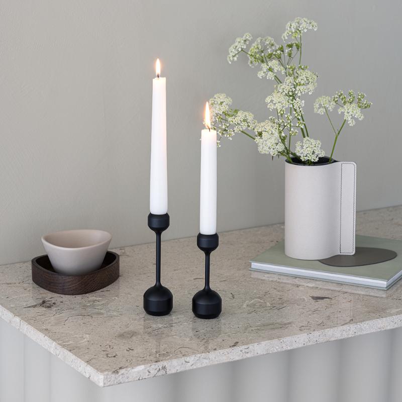 Silhouette lysestake sett 12 + 14,5 cm svart