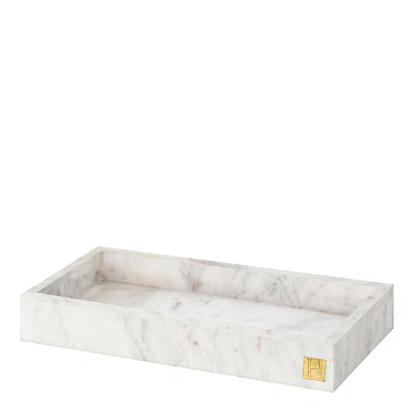 Marmorbrett med kant 30x15 cm hvit