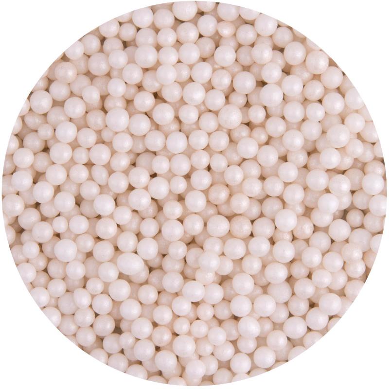 Kakestrøssel perler 4 mm 90g hvit perlemor