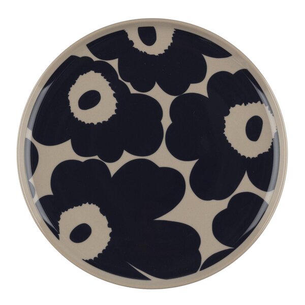 Unikko asjett 20 cm beige/mørk blå