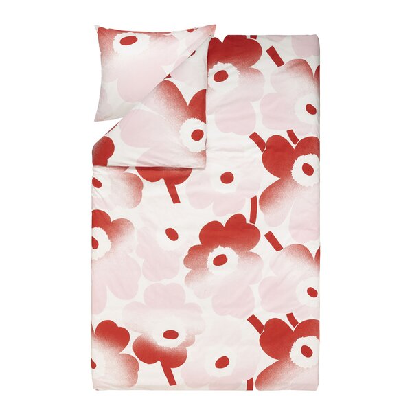 Unikko sengesett 210x150 cm rosa/rød