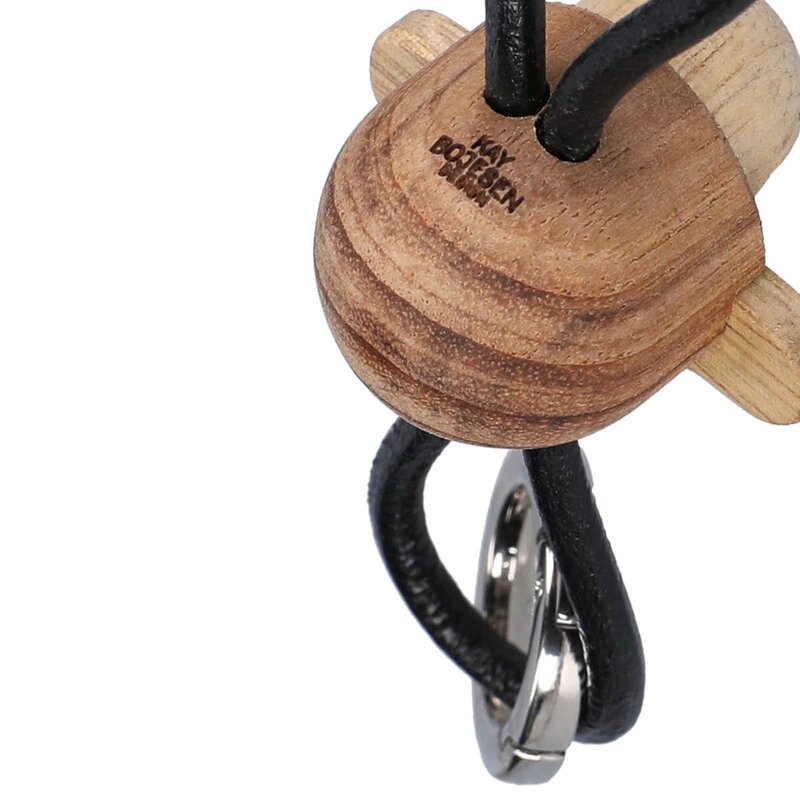 Ape nøkkelring 3 cm sølv/svart/teak/limba