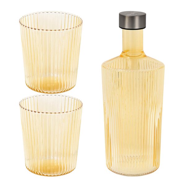 Ribbed Elegance gaveeske Cable 3 deler gul