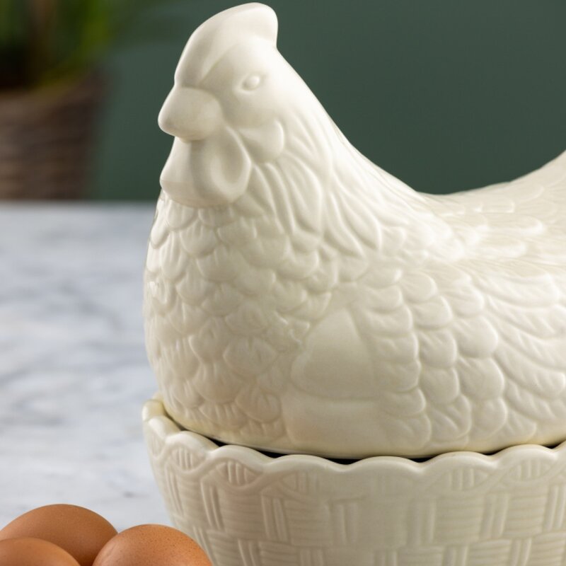 Eggoppbevaring høne 23,4 cm krem