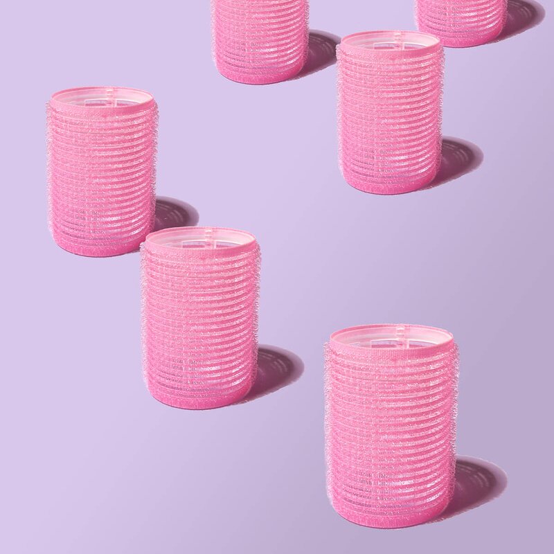 Hårruller borrelås 6 stk rosa