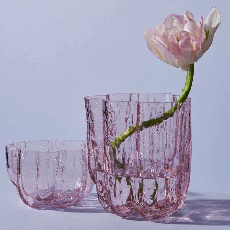 Crackle vase 12 cm rosa