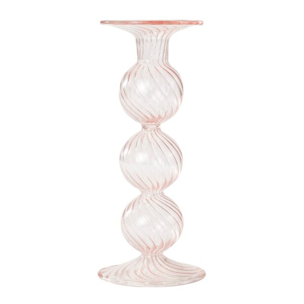 Swirl lysestake 22 cm rosa