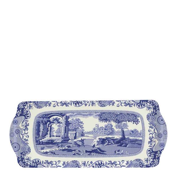 Blue Italian smørbrødfat 38,5x16,5 cm blå/hvit