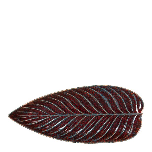 Riviera serveringsfat løv 40x17 cm granat/svart