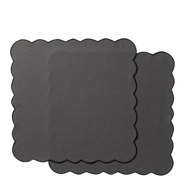 Scallopped tekstilserviett 2 stk 40x40 cm grå