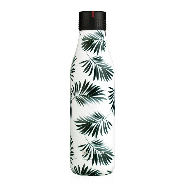 Bottle Up Design termoflaske 0,5L hvit/mørk grønn med blad