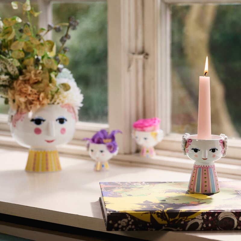Eva lysestake 9,5 cm pink