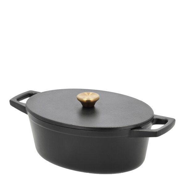 Støpejernsgryte oval 3,8L svart