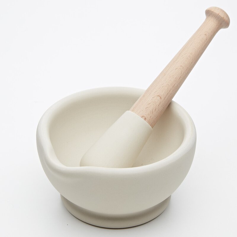 Morter og pistill 13 cm hvit