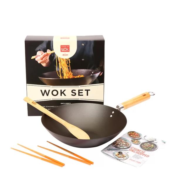 School of Wok Pre-seasoned wok sett svart
