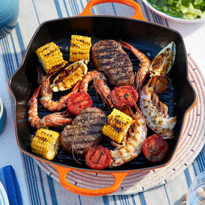 Dyp grillpanne støpejern 30 cm volcanic