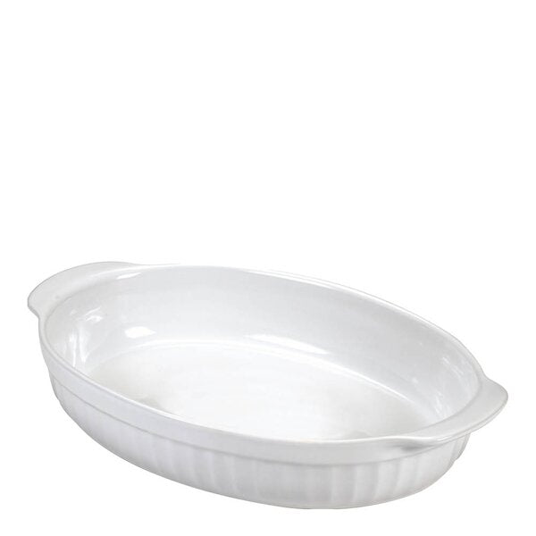 Ceramica ildfastform oval stor 36x24x6,8 cm hvit