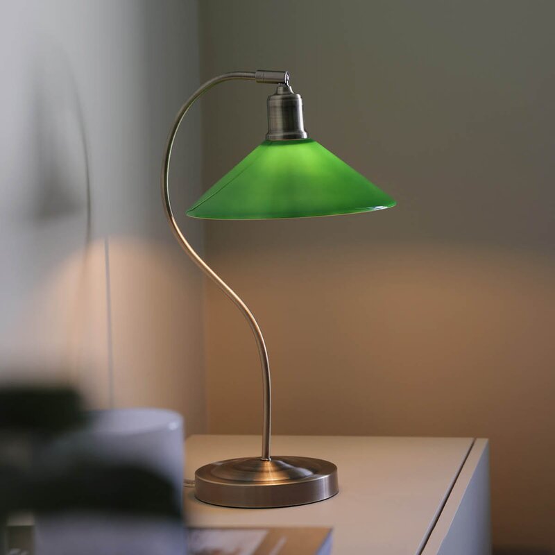 Vela bordlampe 49 cm antique messing/grønn