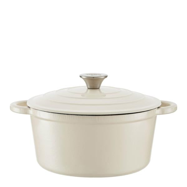 Rund støpejernsgryte 24 cm 4L krem