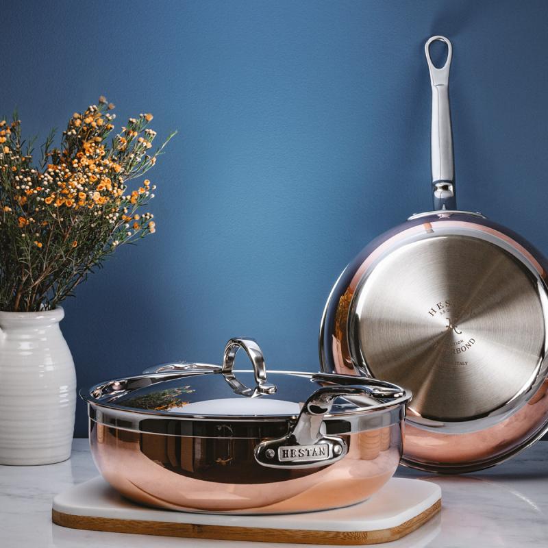 Copperbond traktørpanne med lokk 24cm 3,7L kobber