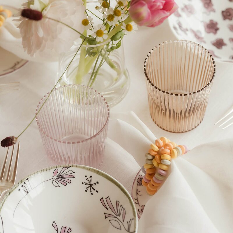 Ribbed Elegance glass Pink 25 cl rosa