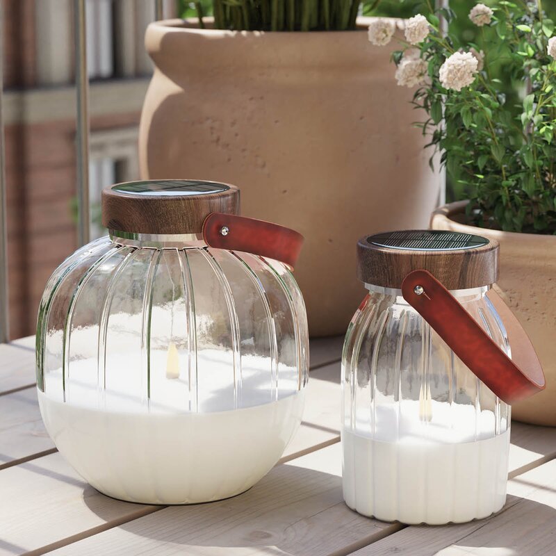 LED glass lanterne 12 x 13 cm solcelledrevet