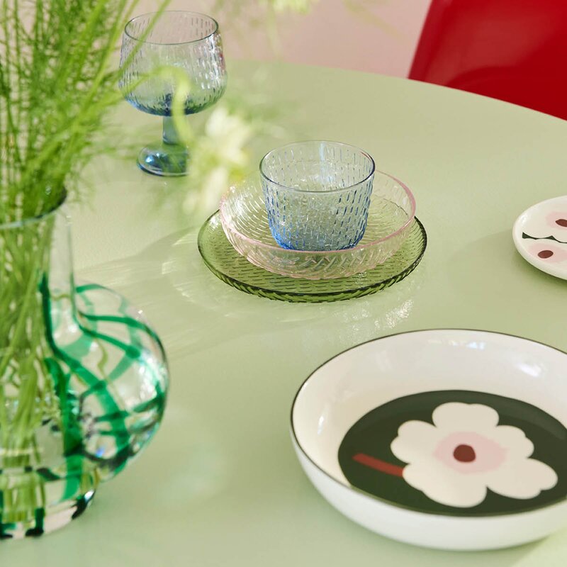 Unikko dyp tallerken 20,5 cm hvit/mørk grønn/rosa