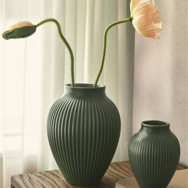 Ripple vase 20 cm matt celadon green