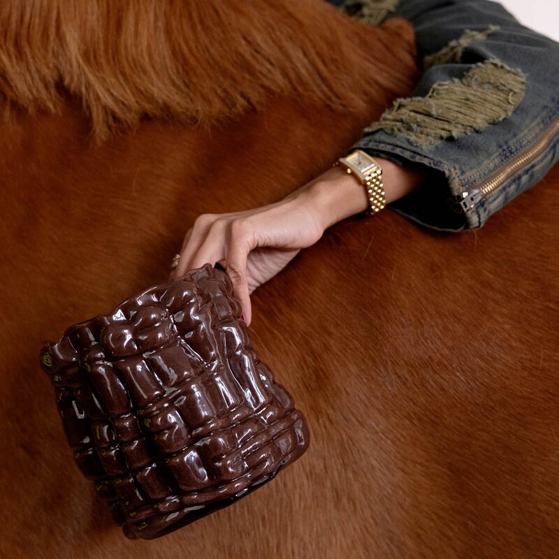 Laranne lyslykt m 16 cm brun