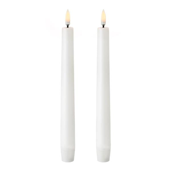 LED kronelys 20,5x2,3 cm 2 stk hvit