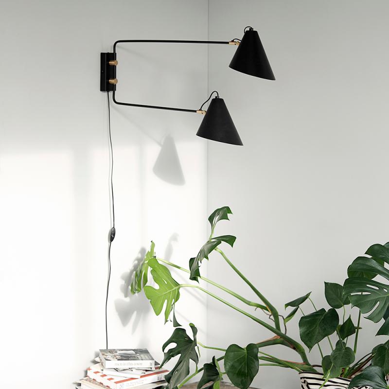 Club Double vegglampe 42x81 cm svart