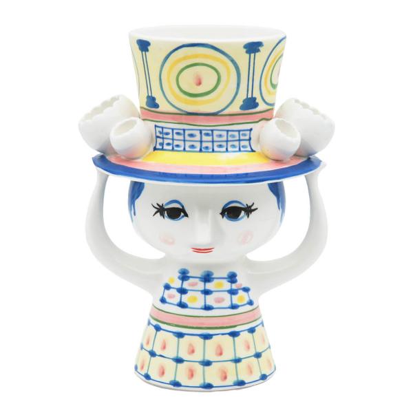 Lady with hat vase 20,5 cm blå