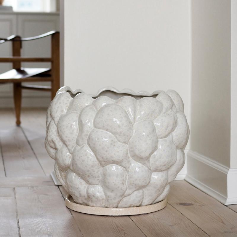Klast vase/blomsterpotte 31 cm offwhite